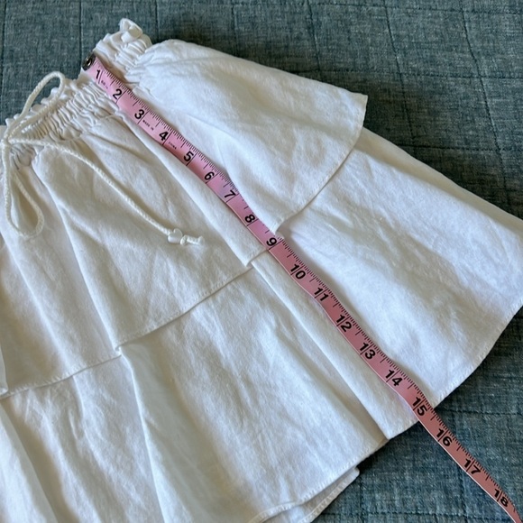 STONEY CLOVER LANE Linen Blend Tiered Mini Skirt with Heart Beads in White | XS - Picture 6 of 6